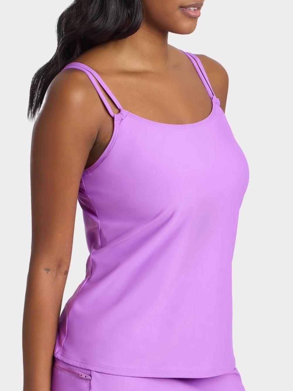 Sunsets Double-Strap Bandeau Tankini Top in Lavender (Berry Burst)